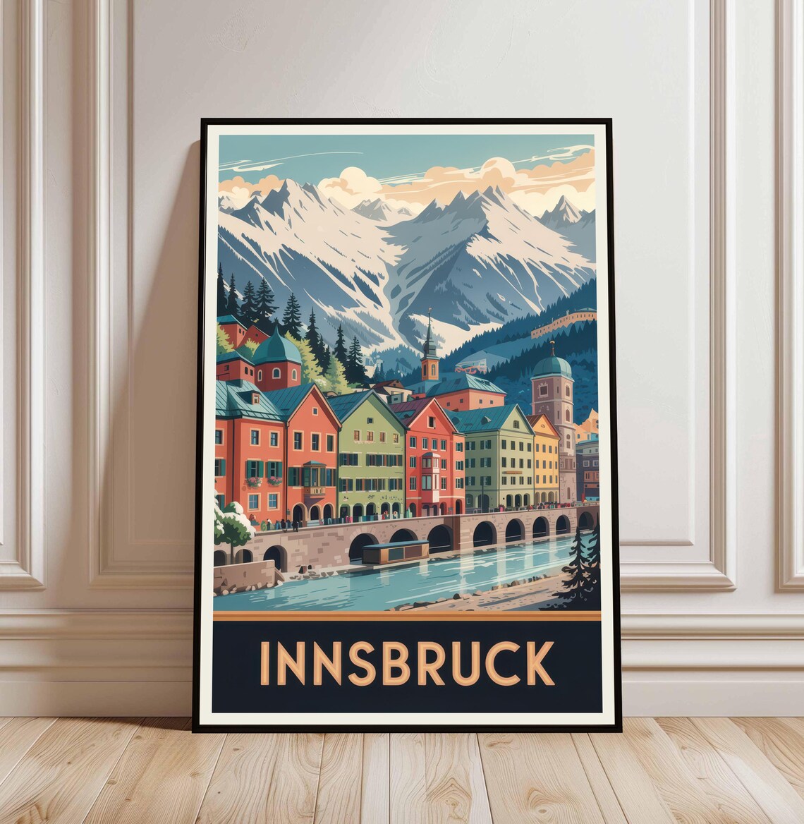 Innsbruck Austria Vintage Travel Poster Alpine Old Town Arts