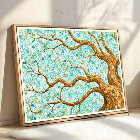 Abstract Tree Canvas Print Colorful Mosaic Wall Art Vibrant Nature Decor Modern Home