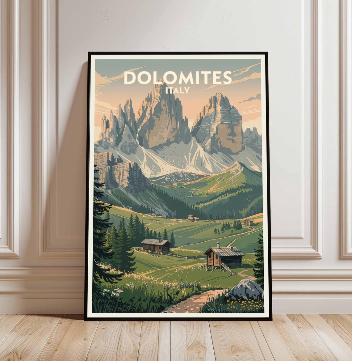 Dolomites Italy Mountain Print Vintage Travel Poster