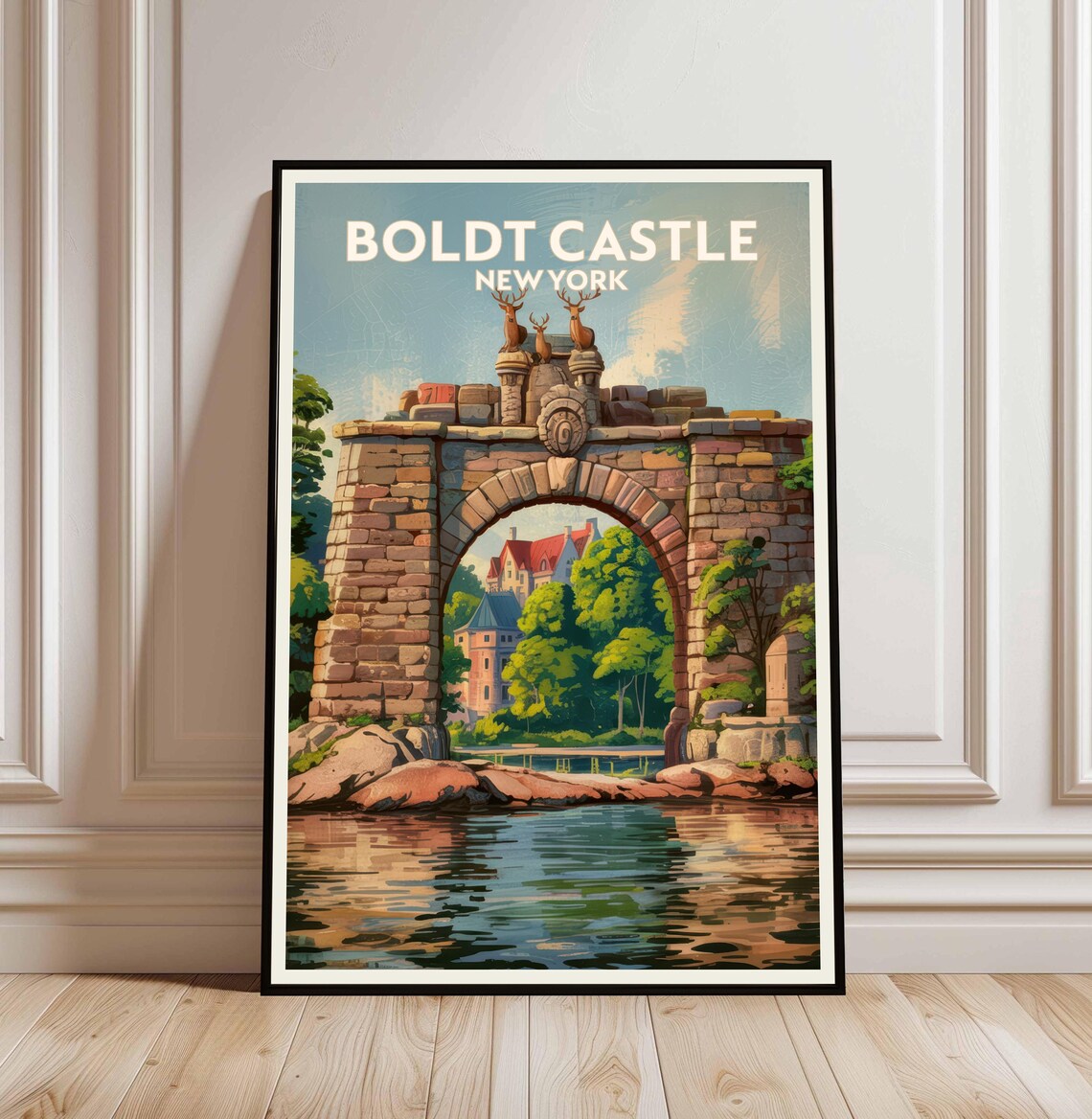 Boldt Castle New York Stone Arch Castle Vintage Travel Poster