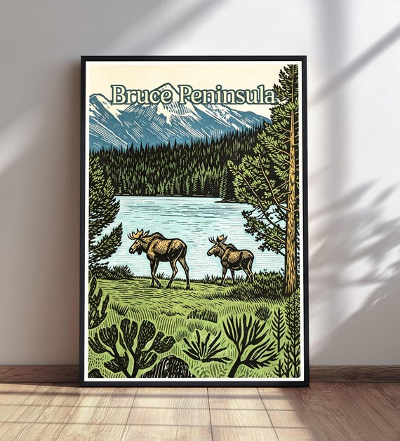 Bruce Peninsula National Park Print Moose Lake Nature Poster Vintage Travel Wall Art