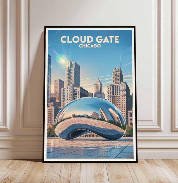 Cloud Gate Chicago Print The Bean Urban Landmark Poster