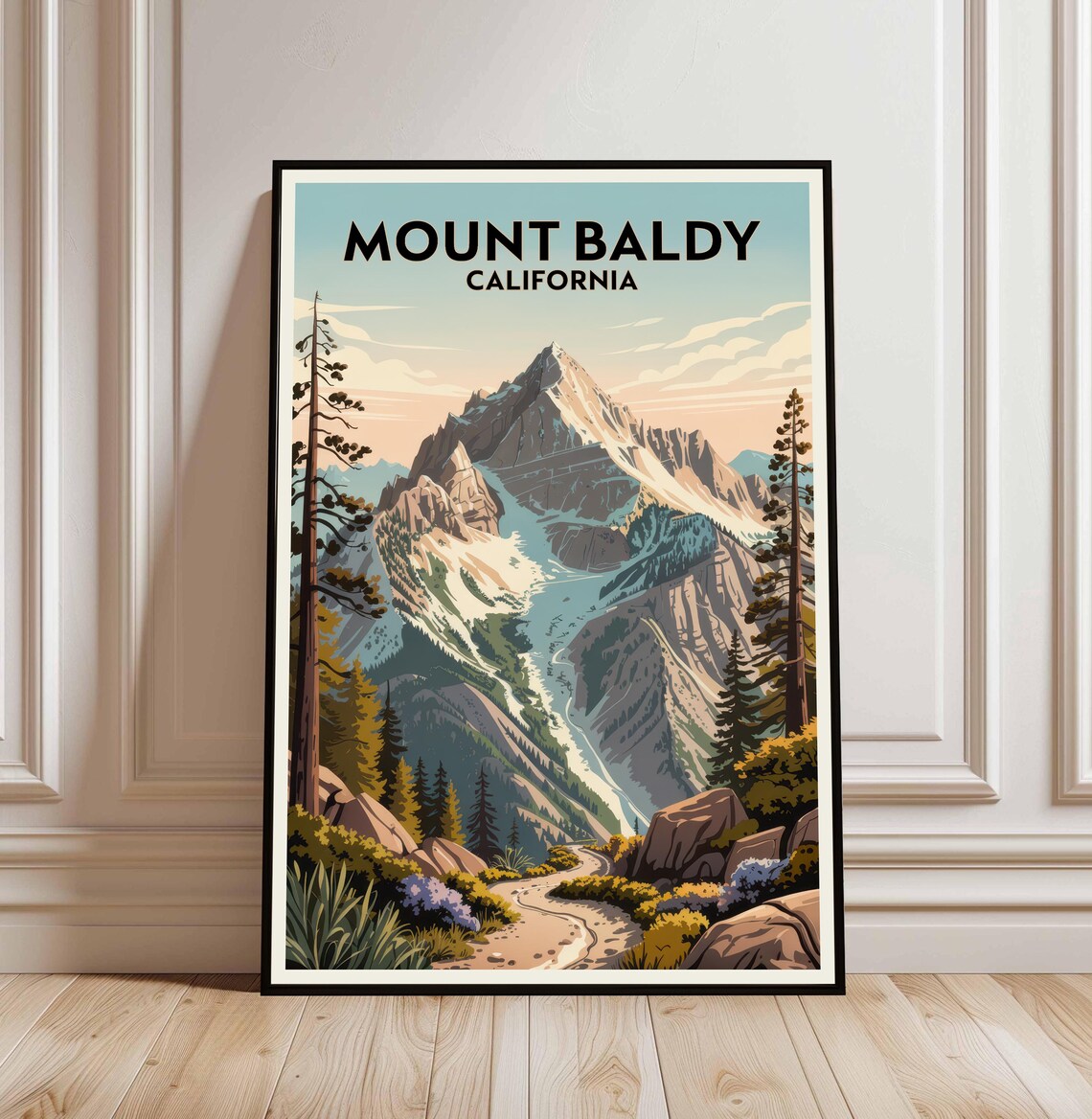 Mount Baldy California Vintage Travel Poster Mountain Trail Peak
