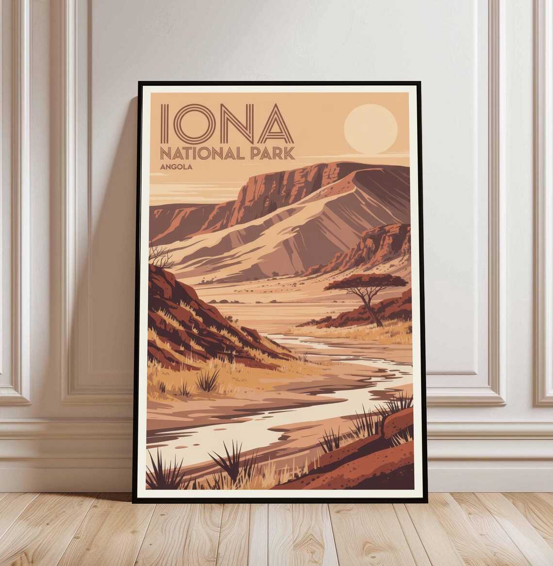 Iona National Park Angola Desert Canyon Vintage African Travel Poster