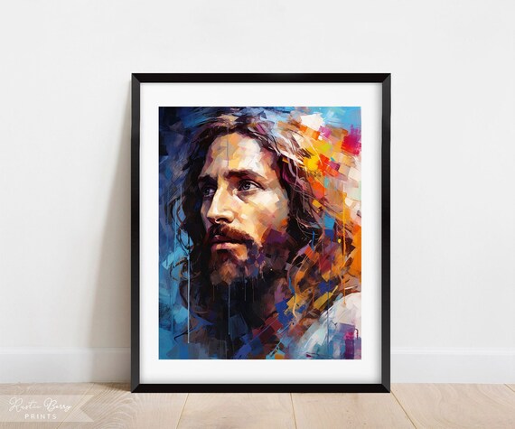 Jesus Christ Colorful Abstract Portrait Modern Religious Christian Art Poster