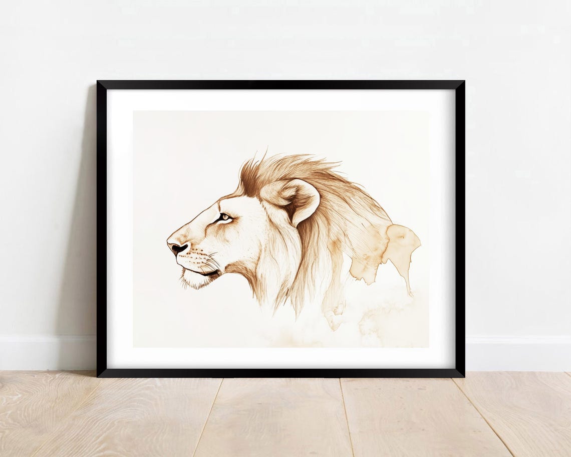 Lion Art Print, Vintage Wall Decor