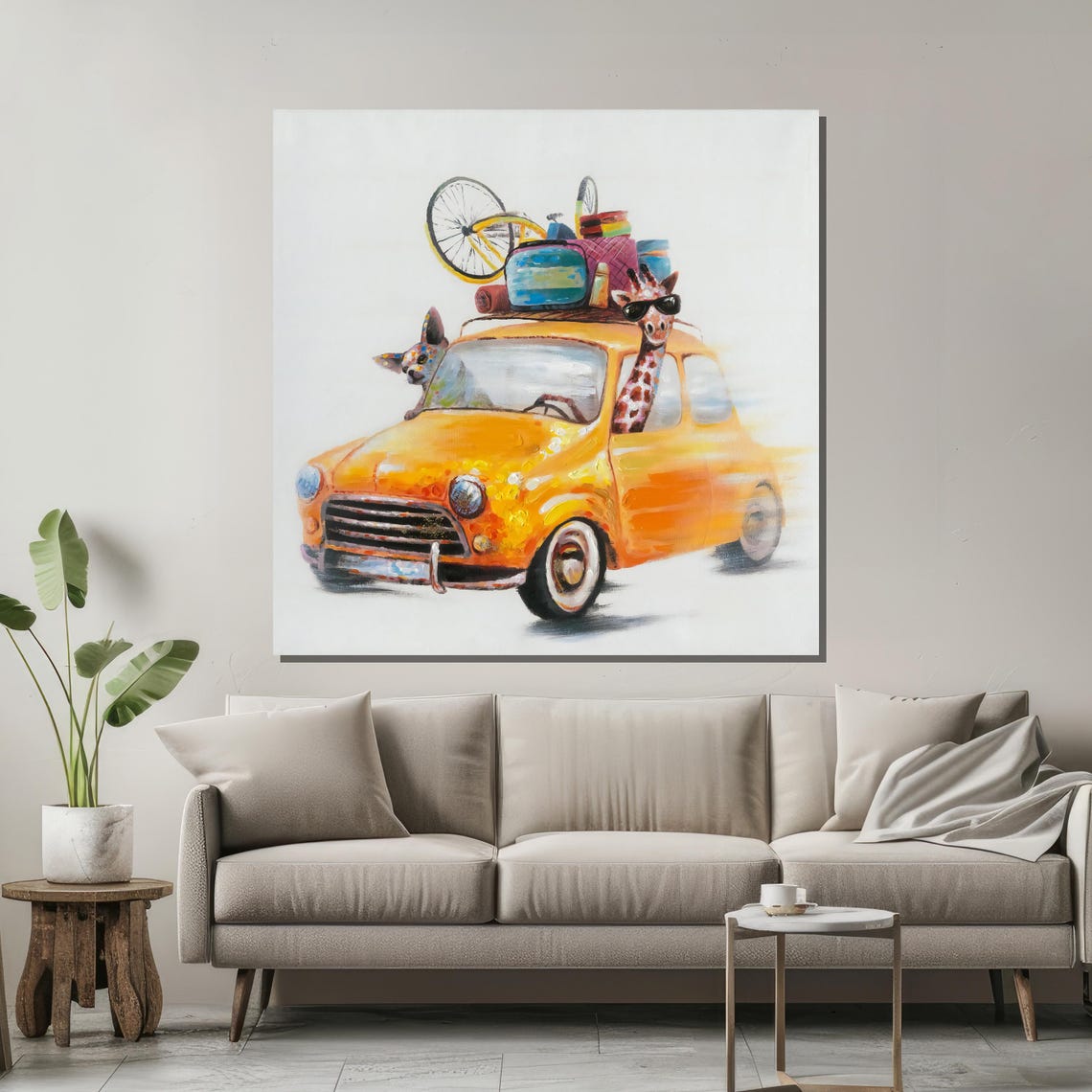 Funny Animals Road Trip Vintage Car Poster for Kids Playroom - Image 2