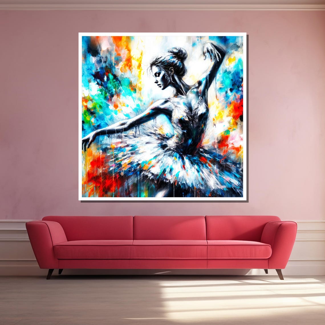 Splashy Colorful Abstract Ballerina Portrait Poster for Dance Studio - Image 3