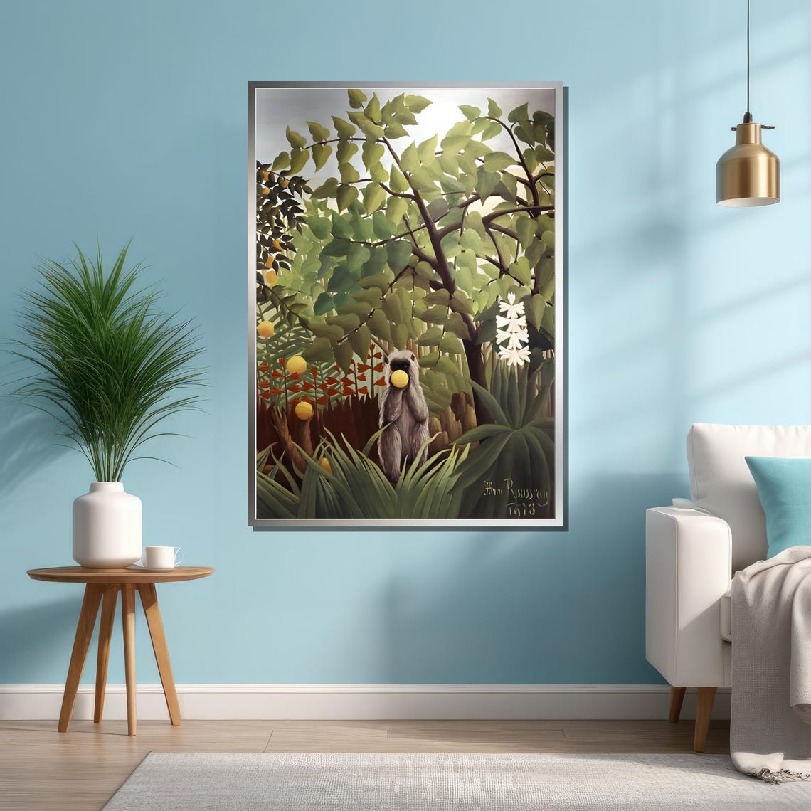 Henri Rousseau Exotic Jungle Monkey Eating Fruit 1910 Art Poster - Image 4