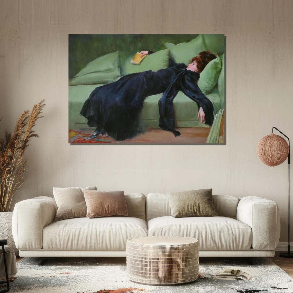Ramon Casas Decadent Young Woman Reclining on Sofa 1899 Art Poster - Image 2