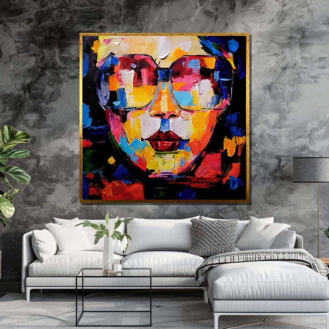 Colorful Pop Art Face With Oversized Sunglasses Modern Style Poster - Image 6