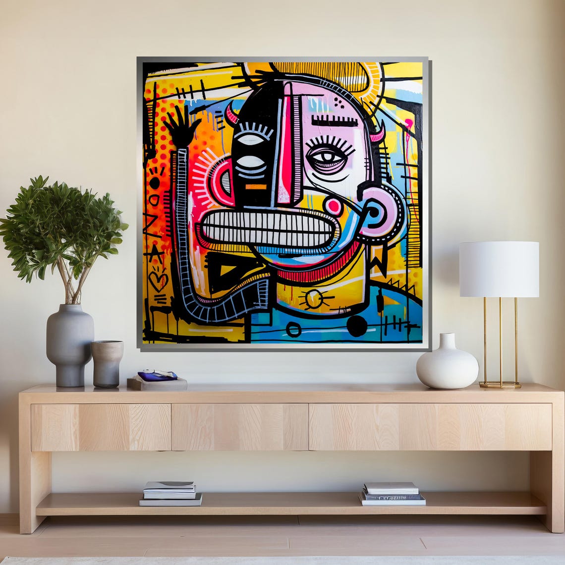 Bold And Vibrant Abstract Face Graffiti For Contemporary Urban Wall Art Lovers - Image 4