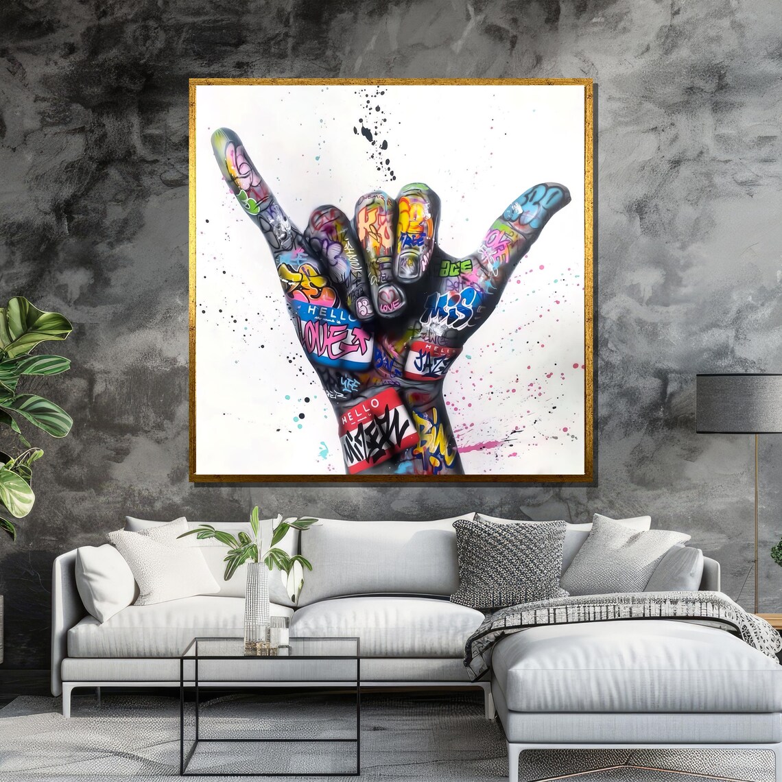Vibrant Graffiti Shaka Hand Gesture Bold Urban Street Art Poster - Image 6