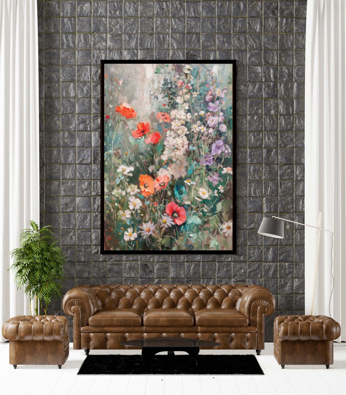 Wildflower Meadow with Poppies and Daisies Impressionist Garden Poster - Image 5
