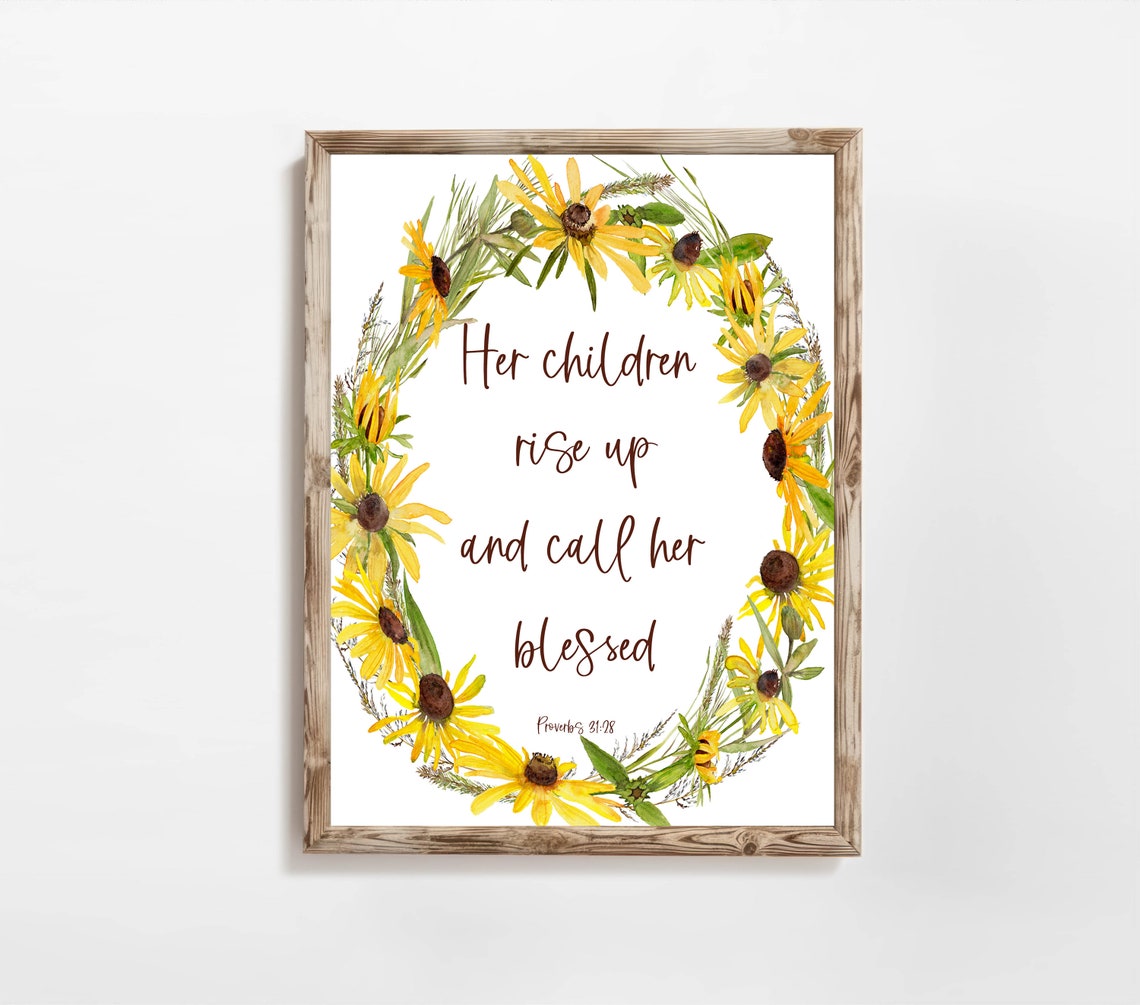 Proverbs 3128 Mothers Day Bible Verse Mothers Day Bible Verse Print Mothers Day Gift 5x7 8x10 11x14 Wildflower Wreath - Image 4