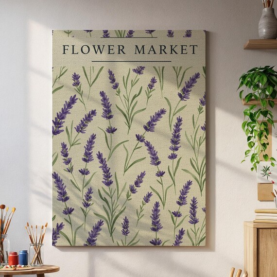 Lavender Flower Market Wall Art Vintage Botanical Print With Rustic Charm French Country Decor For Kitchen Or Living Space Home