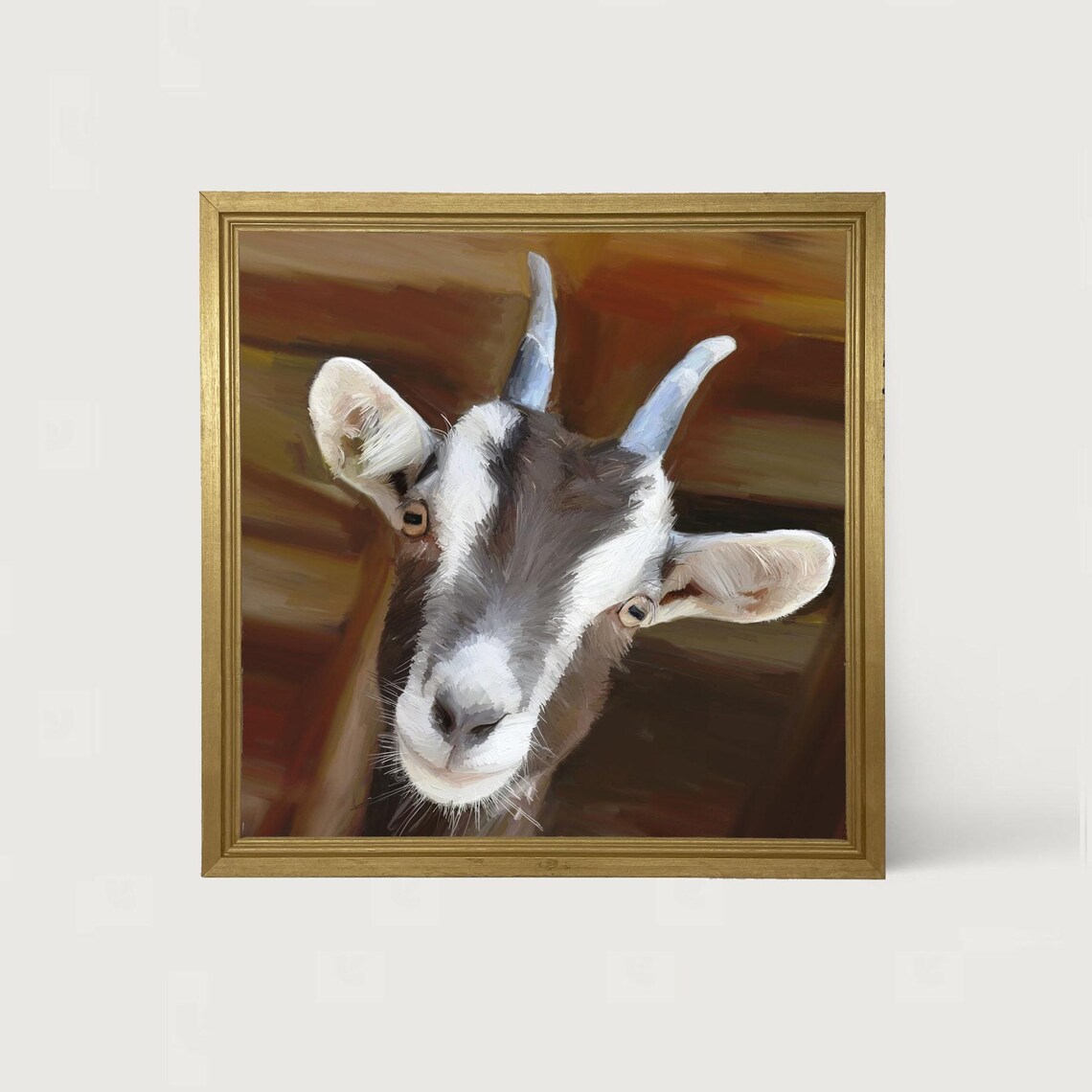 Horned Goat Art Print, Farm Animal Wall Decor - Image 3