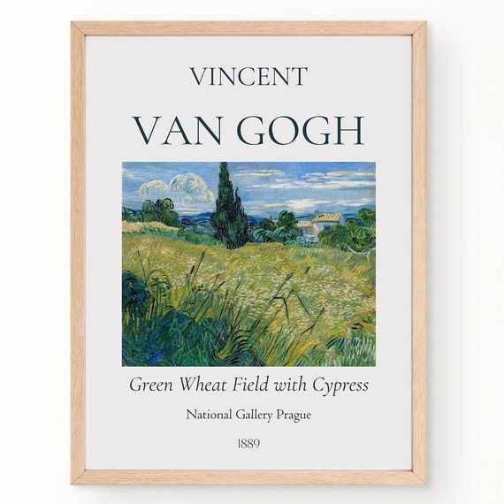 Van Gogh Art Print Green Wheat Field With Cypress Van Gogh Exhibition Poster Van Gogh Painting Nature Landscape Art Museum Poster