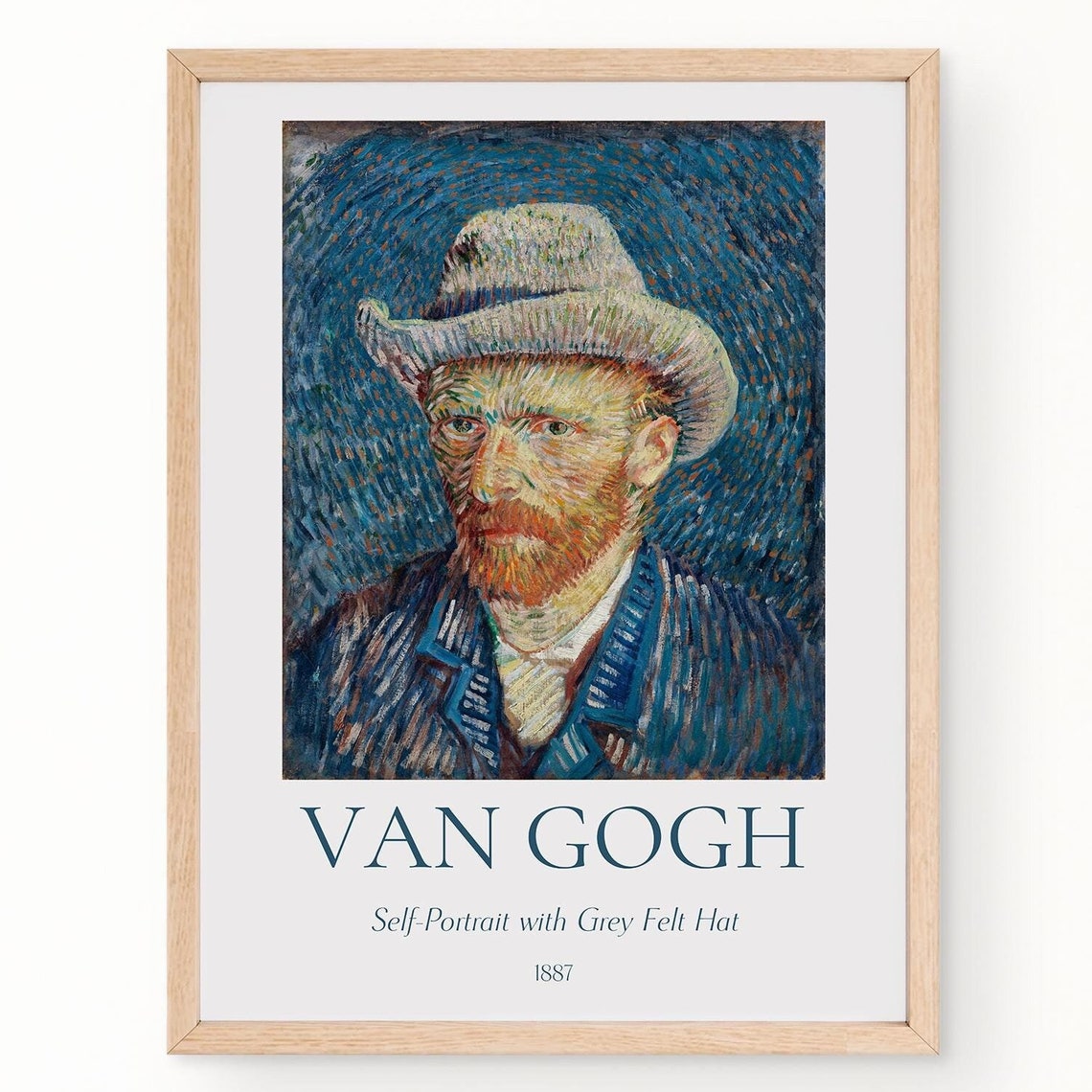 Van Gogh Art Print Self Portrait With Grey Felt Hat Van Gogh Exhibition Poster Van Gogh Painting Portrait Wall Art Famous Artist Poster
