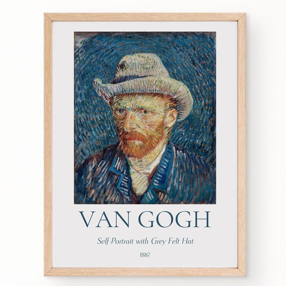 Van Gogh Art Print Self Portrait With Grey Felt Hat Van Gogh Exhibition Poster Van Gogh Painting Portrait Wall Art Famous Artist Poster