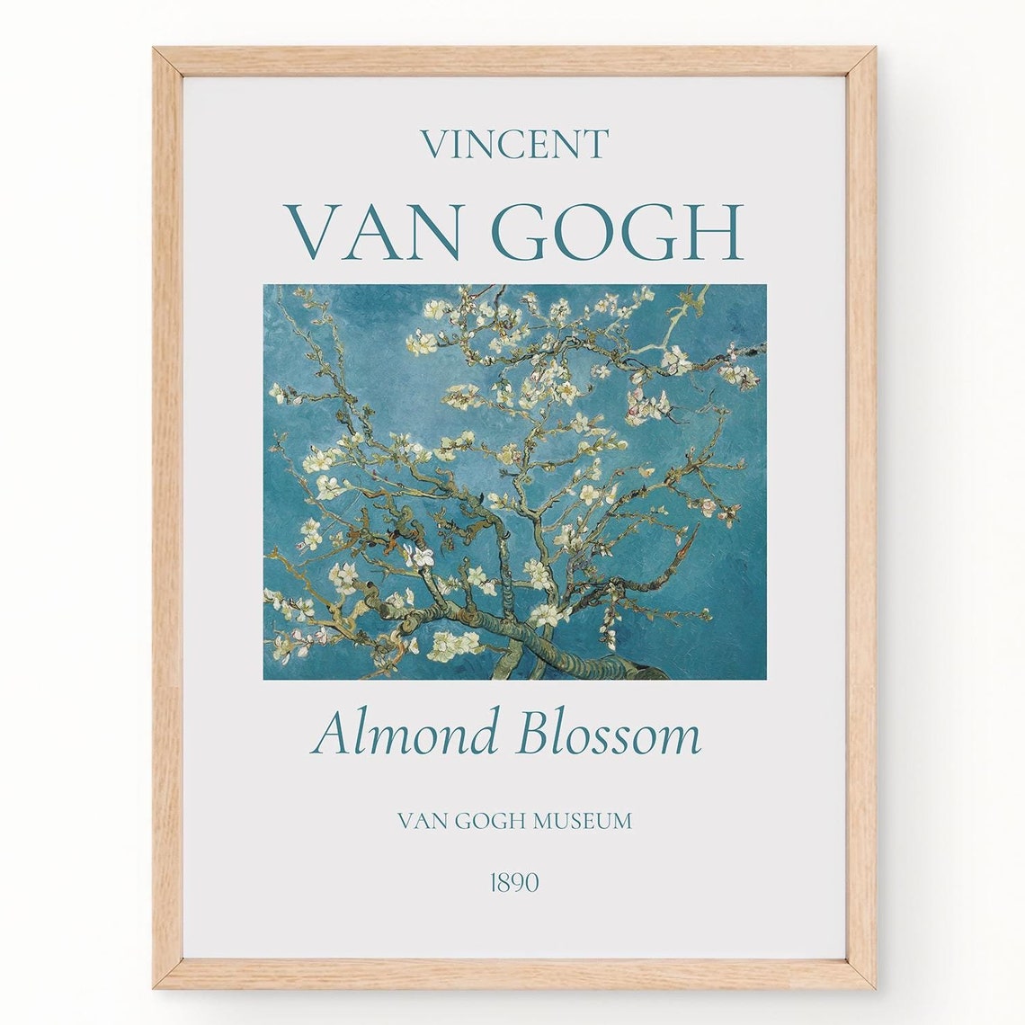 Van Gogh Almond Blossom Branches Teal Sky Museum Exhibition Art Poster
