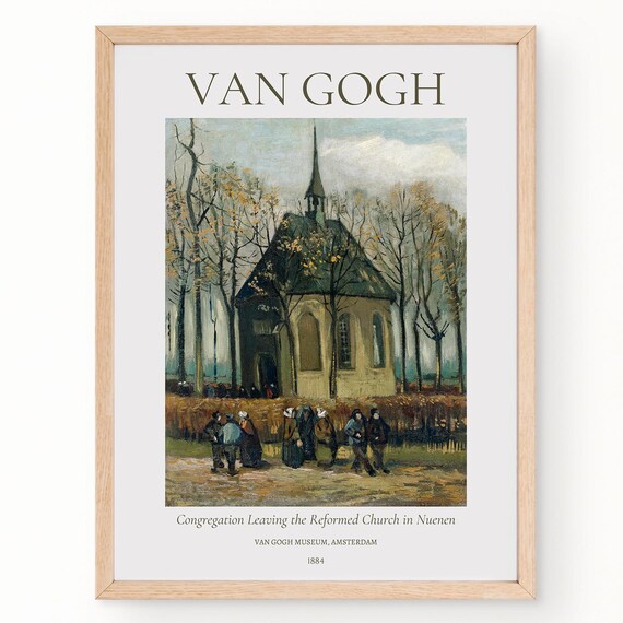 Van Gogh Congregation Leaving Reformed Church Nuenen 1884 Art Poster