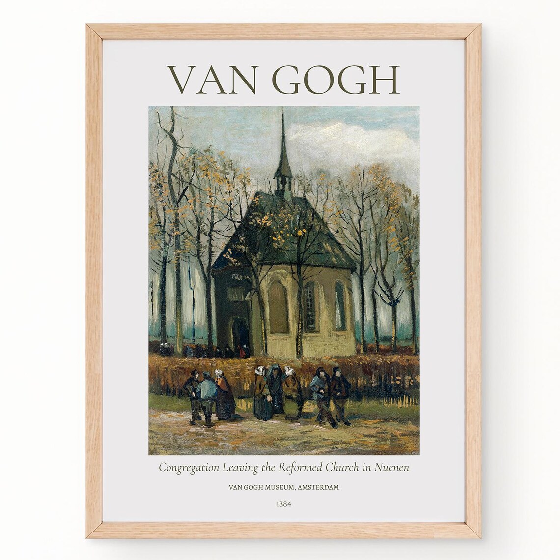 Van Gogh Congregation Leaving Reformed Church Nuenen 1884 Art Poster
