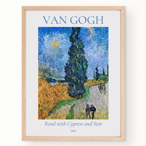 Van Gogh Art Print Road With Cypress And Star Van Gogh Exhibition Poster Van Gogh Painting Nature Landscape Art Museum Poster