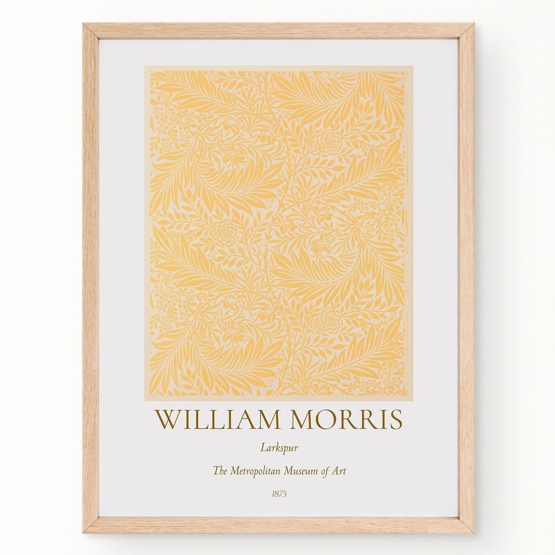 William Morris Larkspur Gold Yellow Floral Pattern Exhibition Wall Art