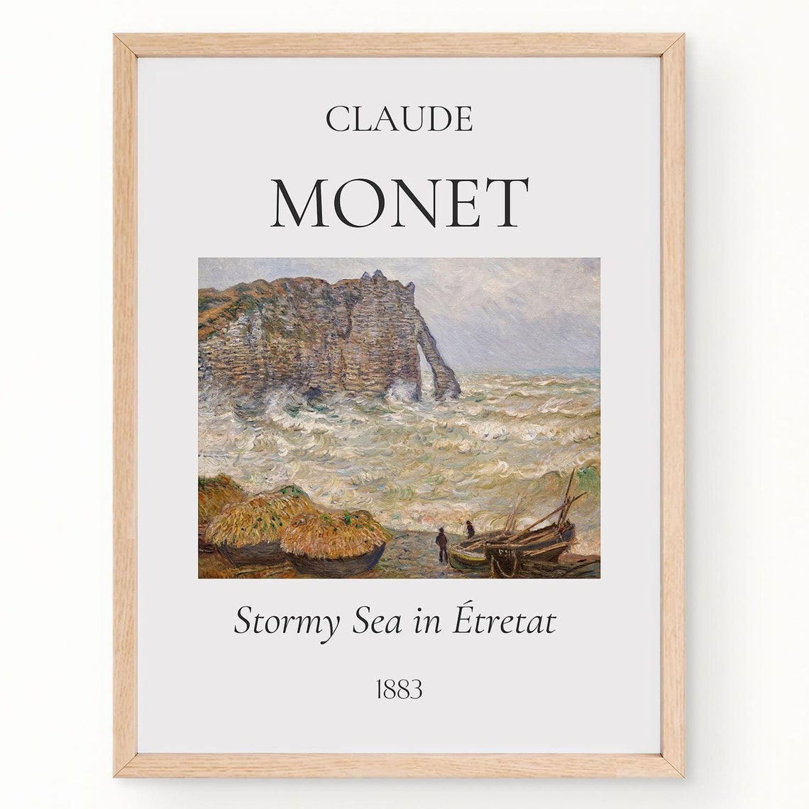 Claude Monet Stormy Sea In Etretat 1883 Cliffs Exhibition Wall Art