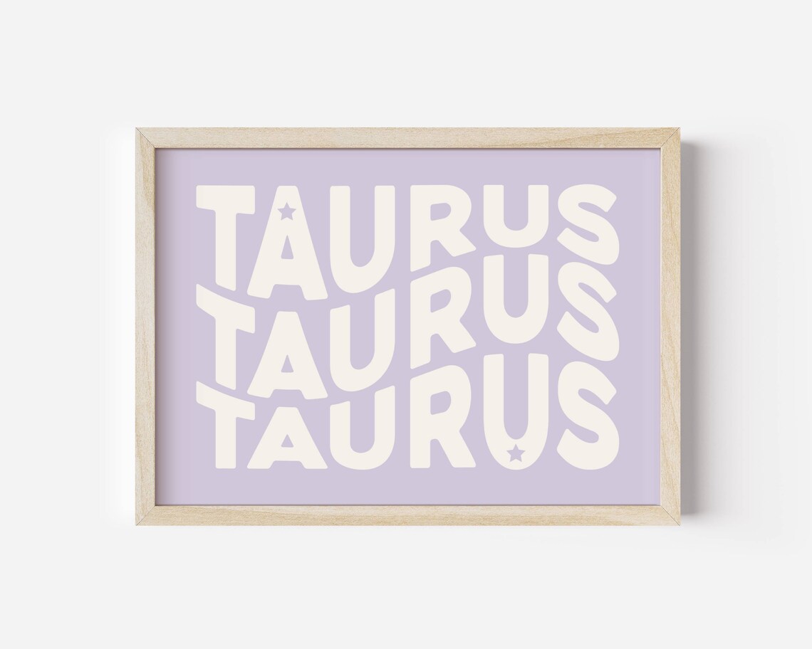 Pastel Taurus Wall Art, Taurus Birthday Gift