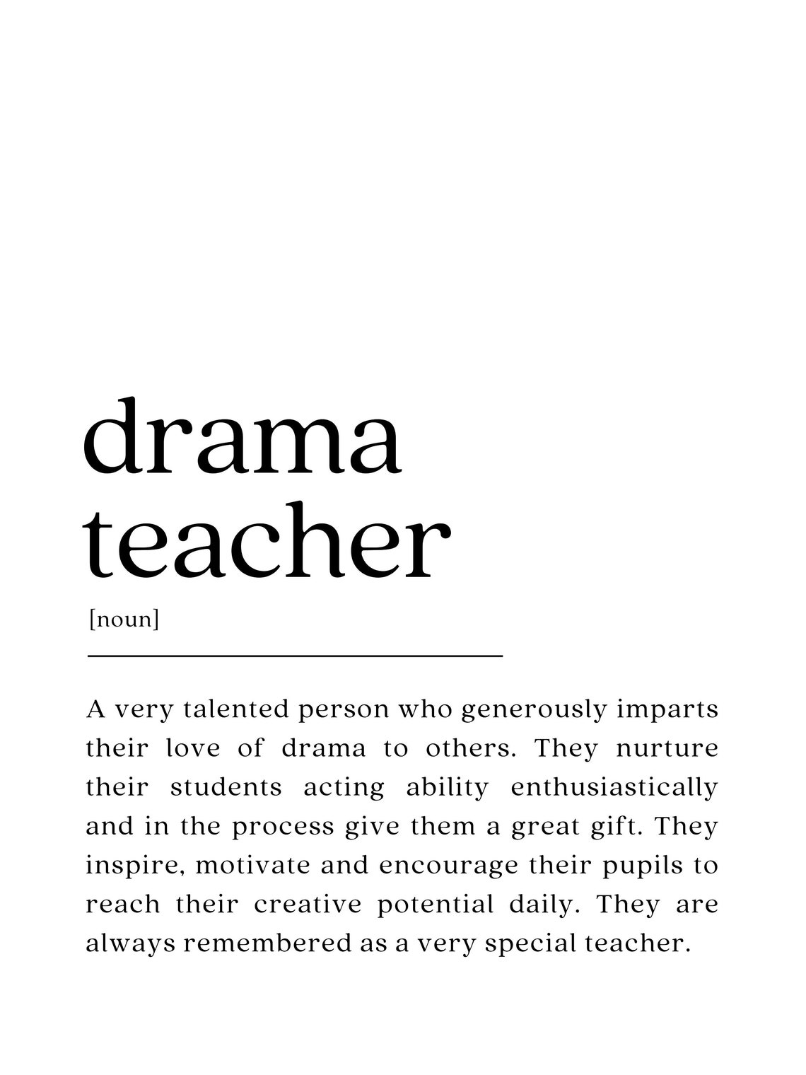 Drama Teacher Definition Art Print, Quote Tribute - Image 2
