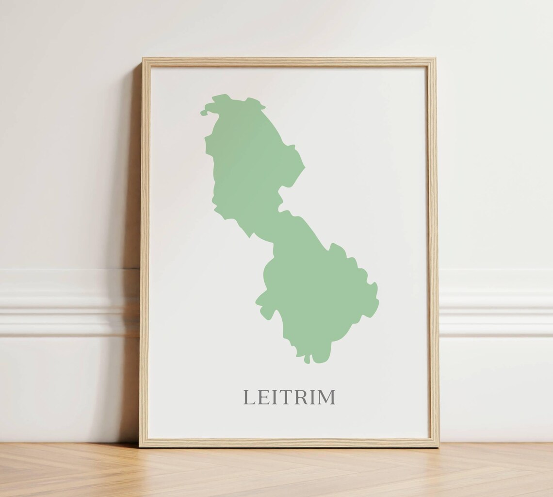 County Leitrim Map, Irish Wall Art Print