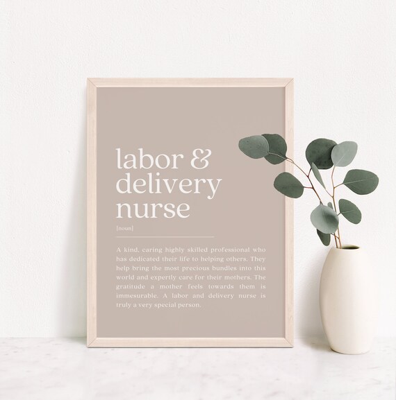 Labor And Delivery Nurse Definition Wall Art Chidbirth Thank You Gift Nurse Noun L And D Nurse Birthday Gift