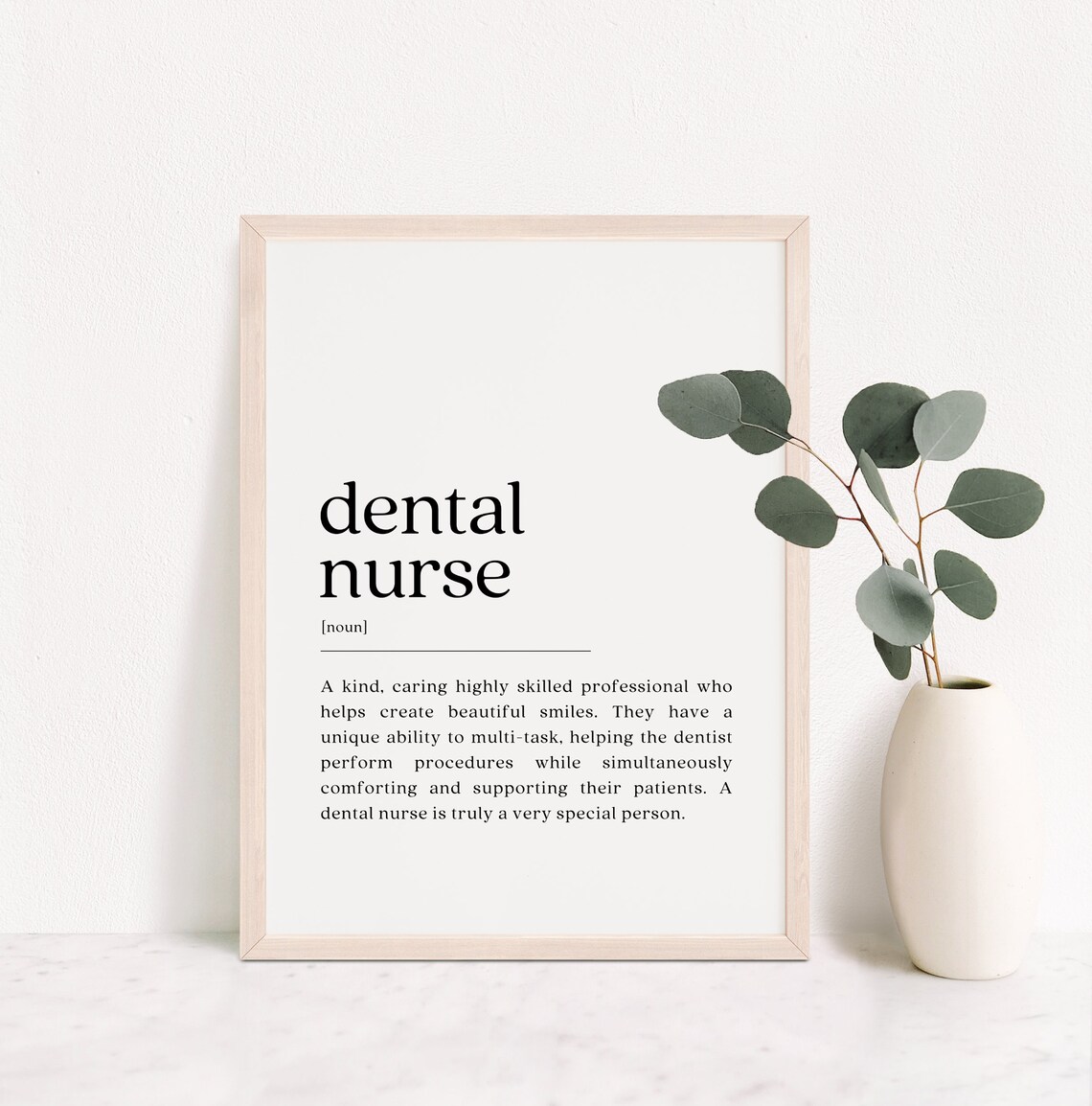 Dental Nurse Dictionary Definition White Minimalist Gift Poster