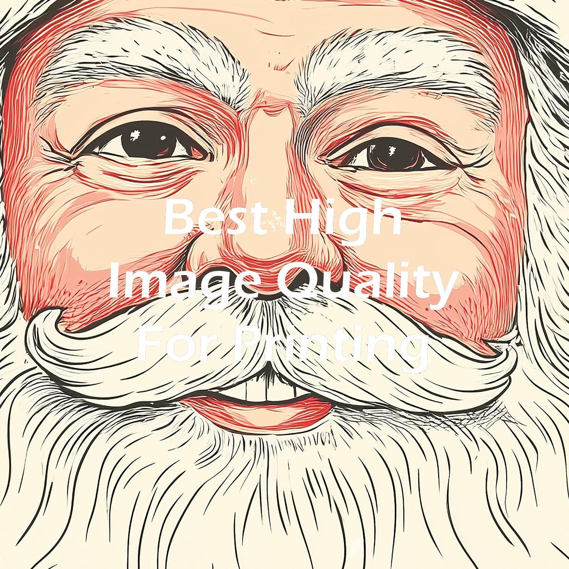 Vintage Santa Claus Portrait With Snowflakes Sunburst Holiday Poster - Image 3
