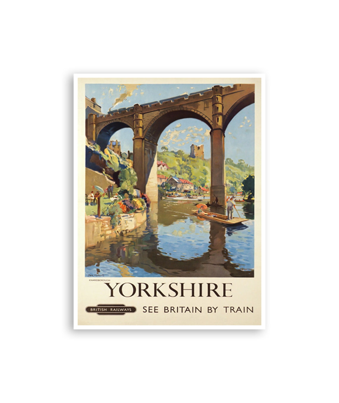 Yorkshire Knaresborough British Railways Vintage Travel Poster Viaduct