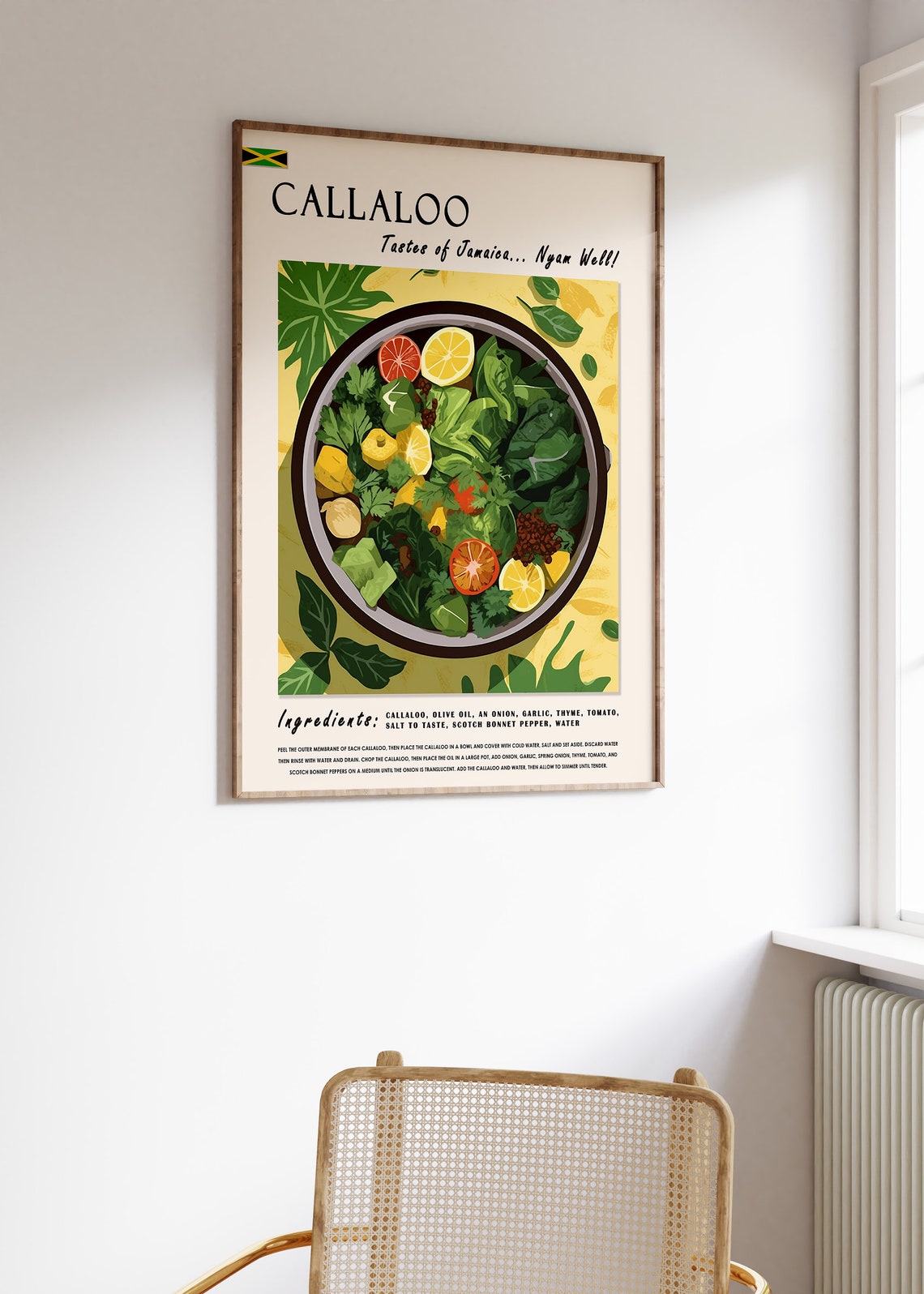 Callaloo Print Jamaican Food Recipe Art Caribbean Kitchen Decor - Image 3