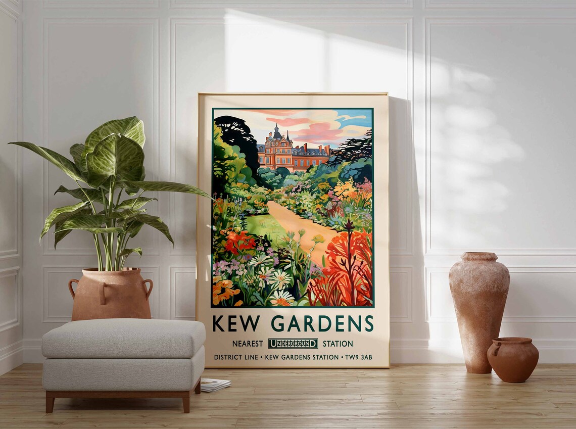 Kew Gardens London Underground Vintage Travel Botanical Art Poster - Image 3
