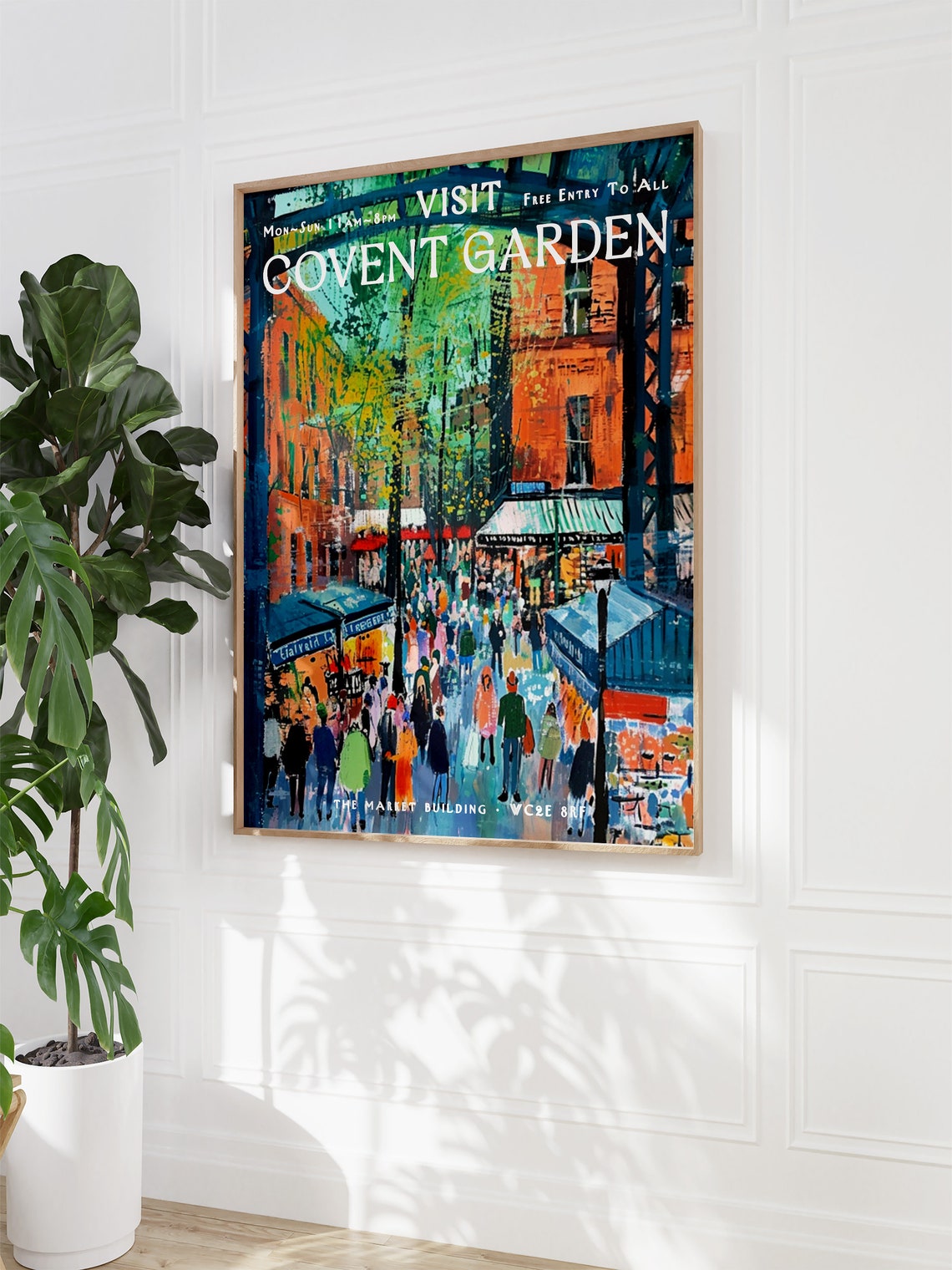Visit Covent Garden London Vintage Travel Scene Art Poster Gift - Image 3