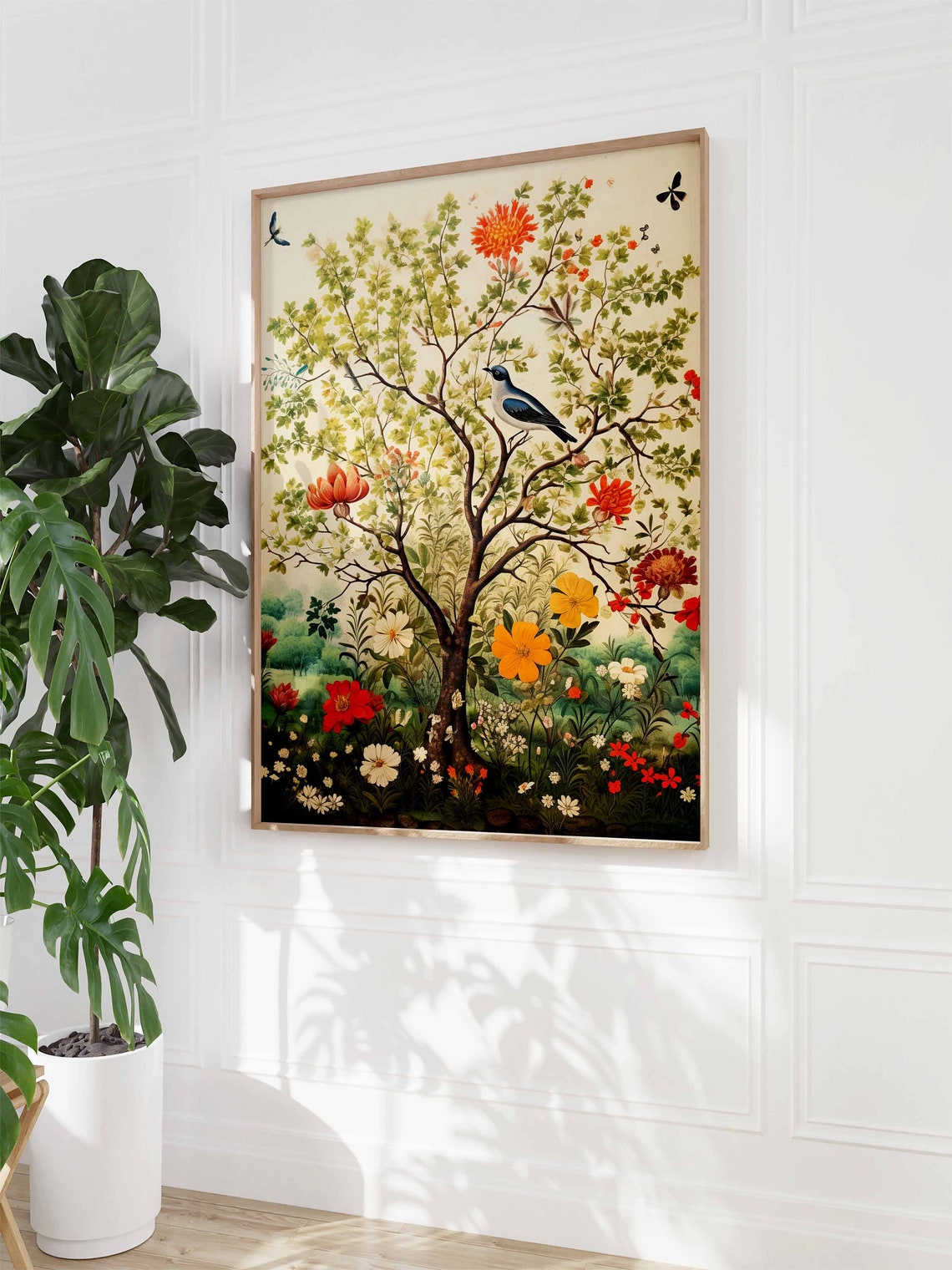 Indian Tree Of Life Bird Floral Folk Art Botanical Wall Poster - Image 3