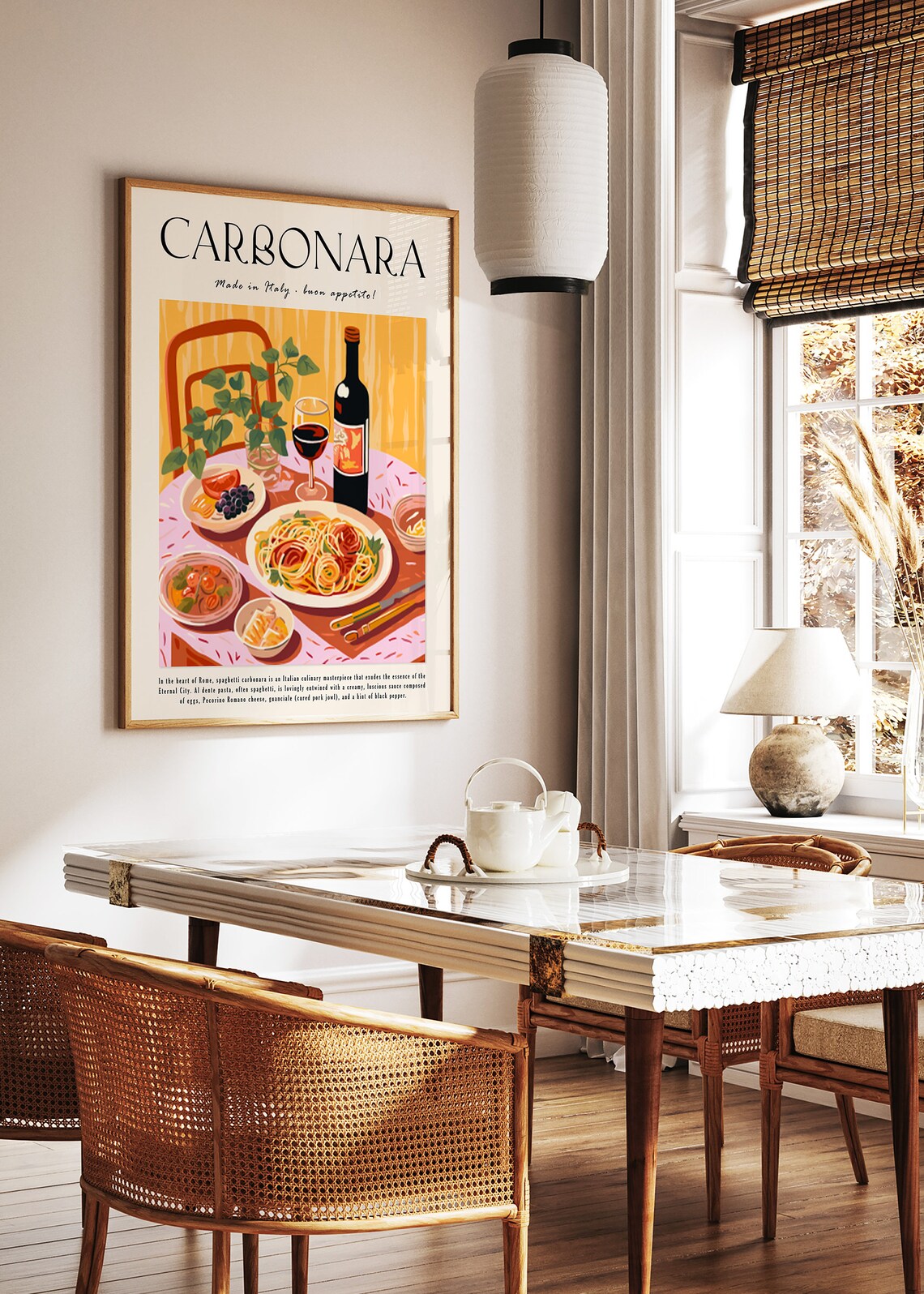 Italian Carbonara Food Poster, Retro Kitchen Print - Image 2