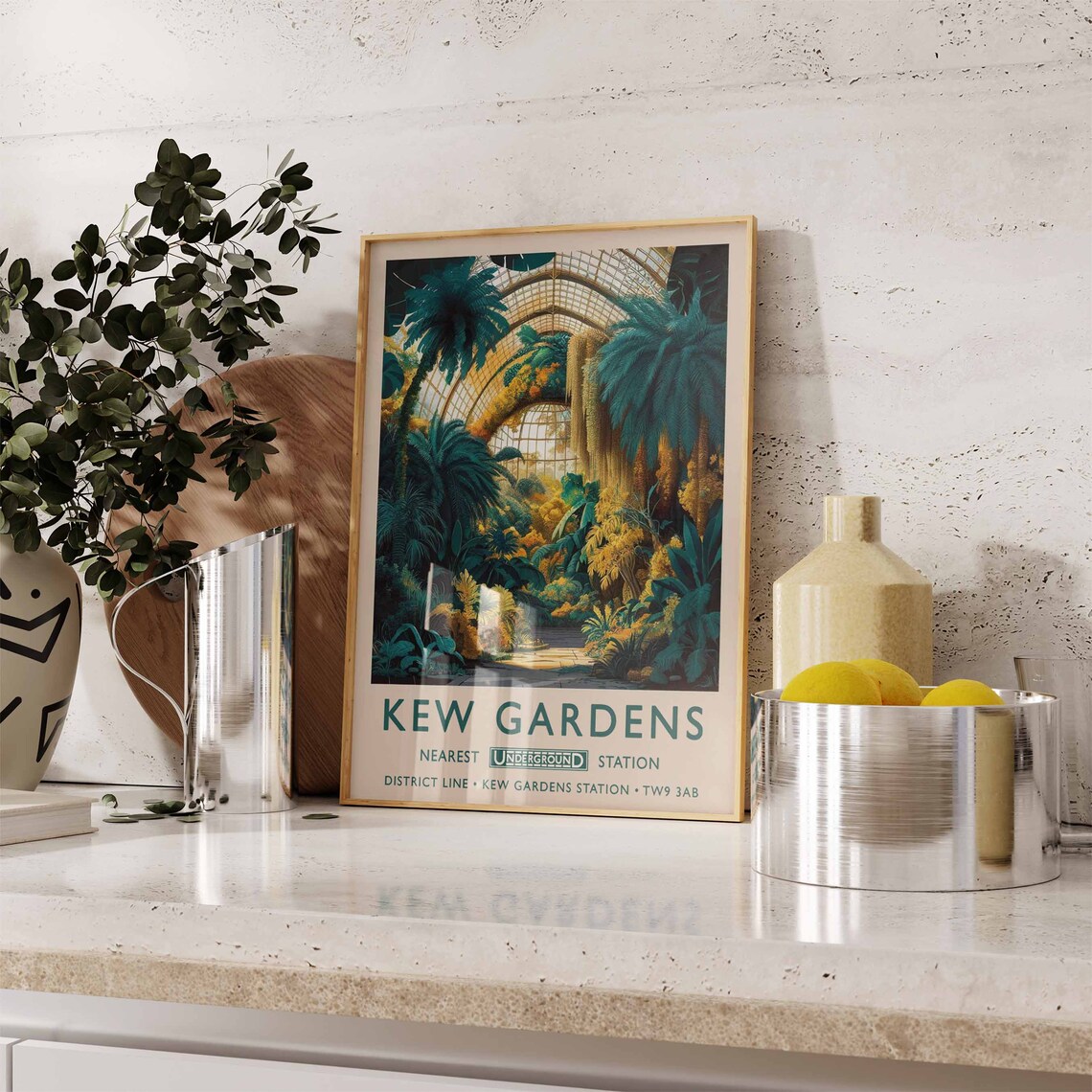 Kew Gardens Palm House Glasshouse District Line Travel Poster - Image 3