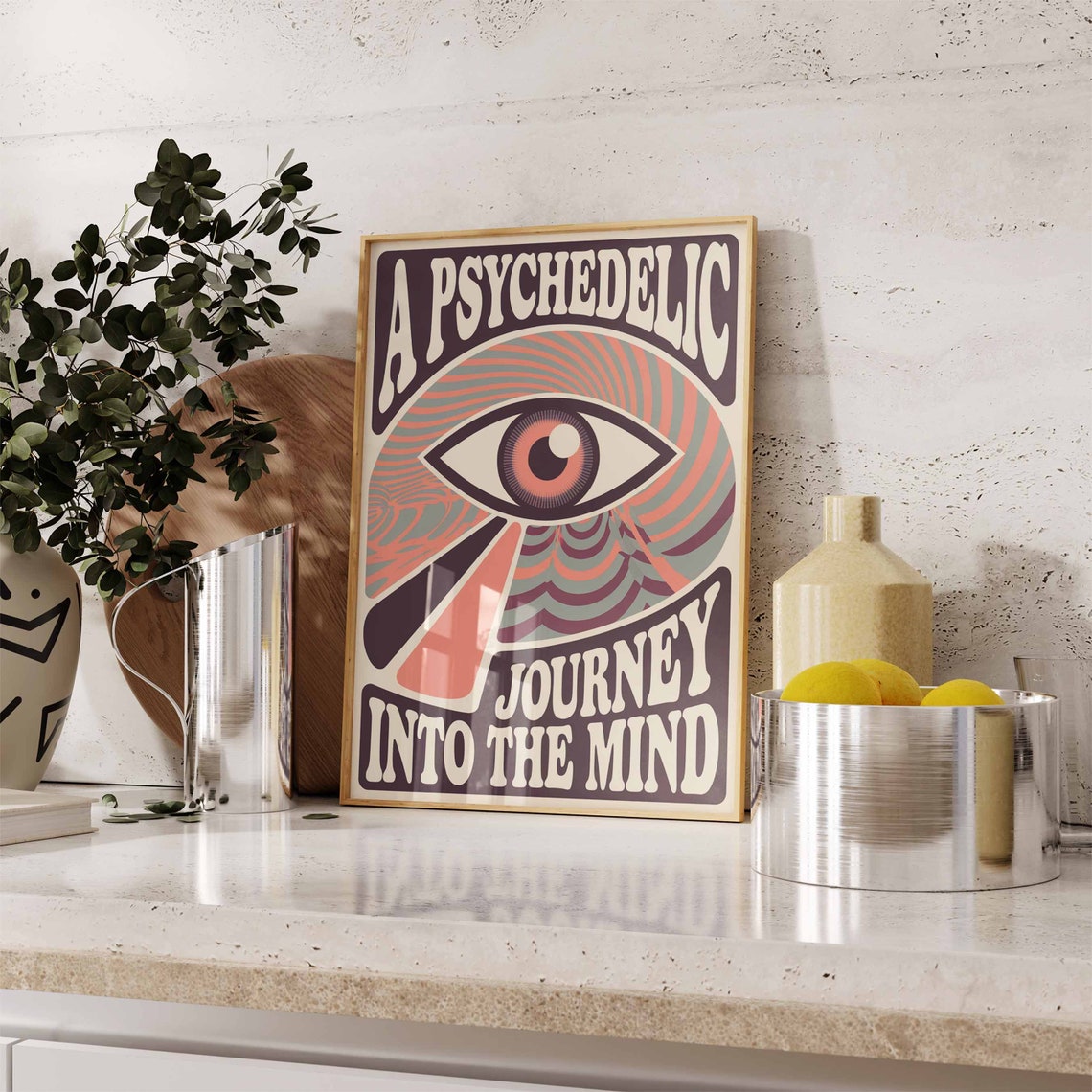 A Psychedelic Journey Into The Mind Eye Retro 70s Quote Poster - Image 3