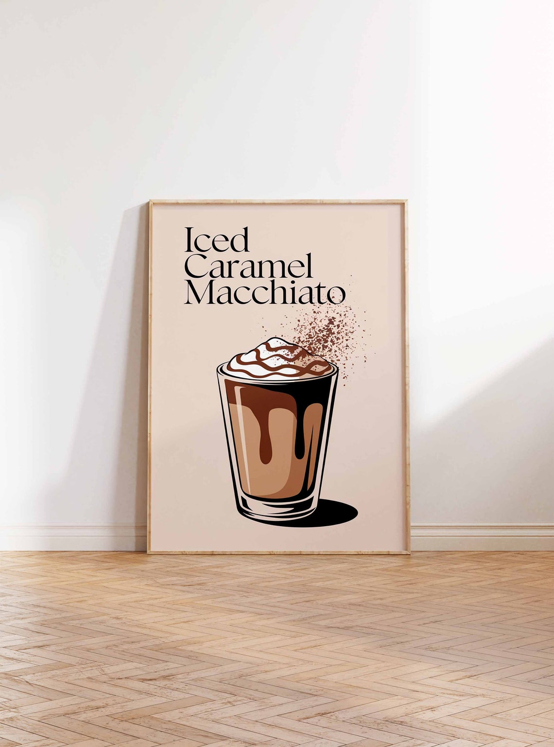 Iced Caramel Macchiato Whipped Cream Glass Kitchen Decor Poster - Image 2