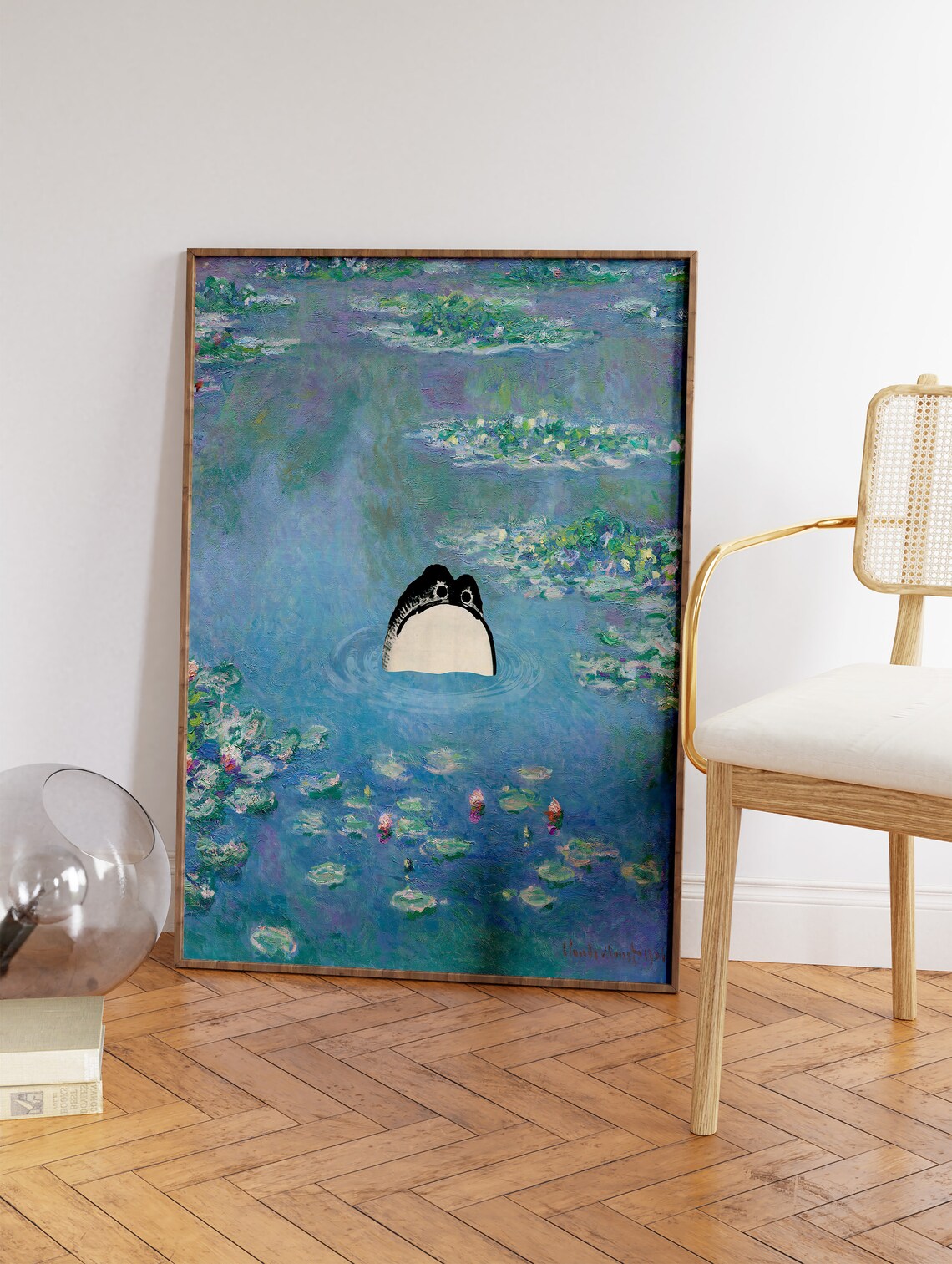 Claude Monet Water Lilies Frog Mashup Japanese Style Art Poster - Image 3