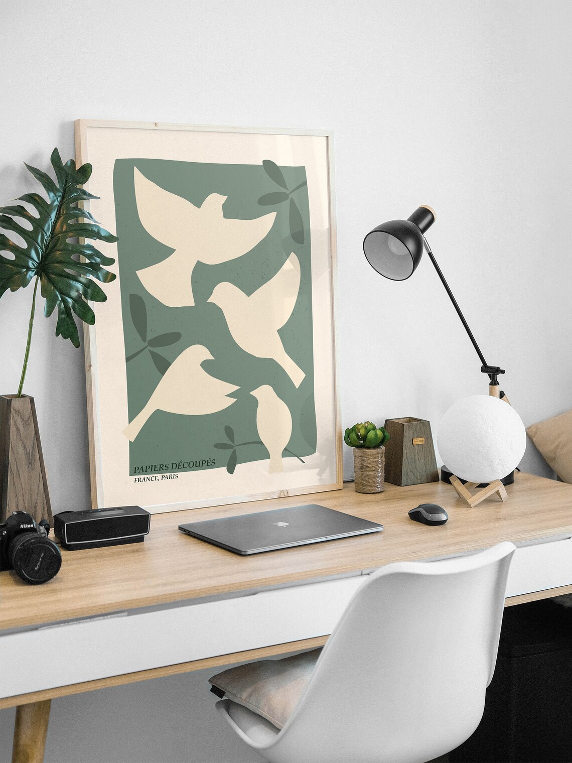 Dove Illustration Bird Wall Art, Floral Poster - Image 2