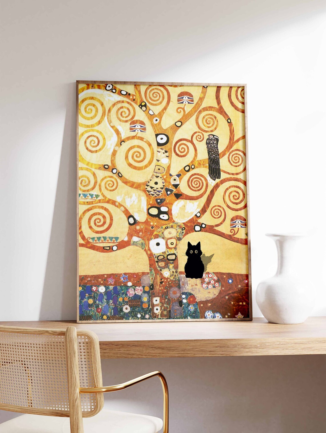 Gustav Klimt Cat Poster, Tree Of Life Art - Image 3