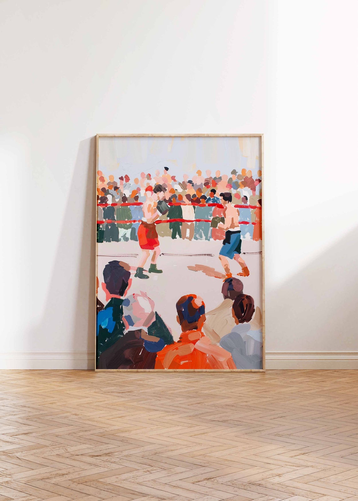 Bright Vintage Boxing Match Crowd Arena Retro Painted Sports Poster - Image 3