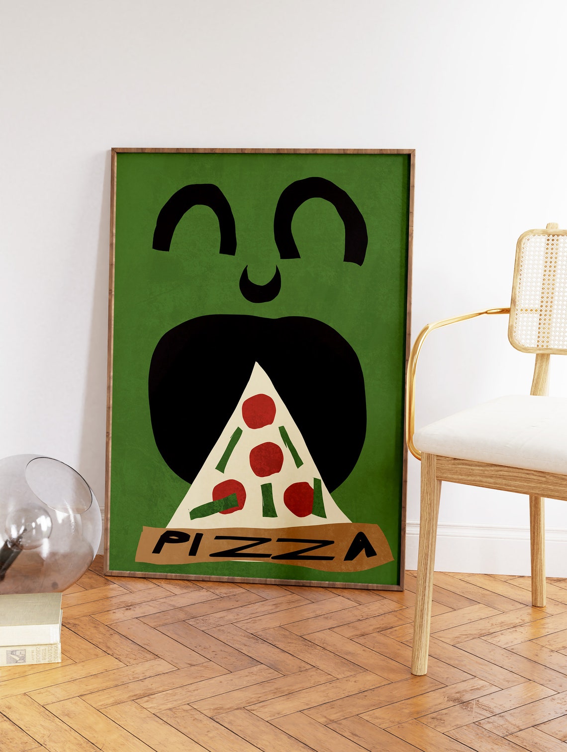 I Love Pizza Abstract Playful Pepperoni Slice Fun Kitchen Poster - Image 2